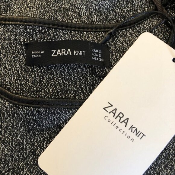 Zara Womens Gray Dress with Faux Leather Piping Detail Small - Picture 9 of 12